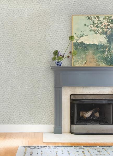 A Street Prints Lainey Green Stitched Chevron Wallpaper