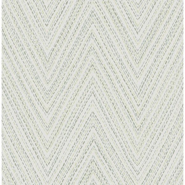 a street prints Lainey Green Stitched Chevron Wallpaper