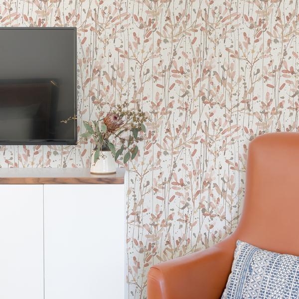 A Street Prints Leandra Coral Floral Trail Wallpaper