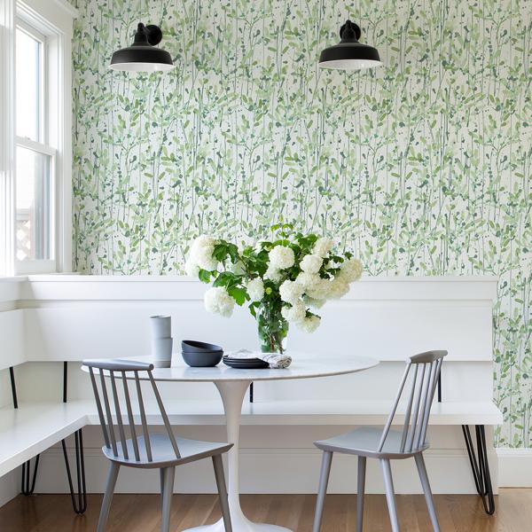 A Street Prints Leandra Green Floral Trail Wallpaper