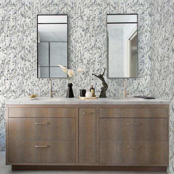 A Street Prints Leandra Grey Floral Trail Wallpaper