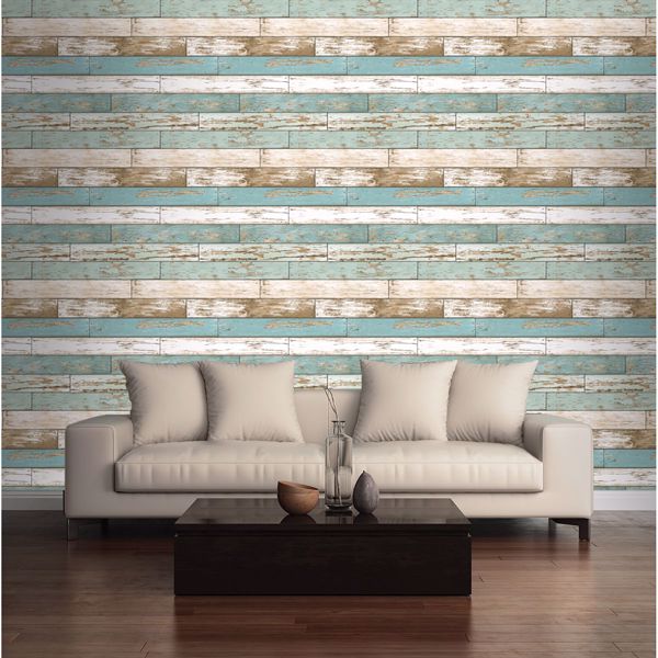 A Street Prints Levi Turquoise Scrap Wood Wallpaper