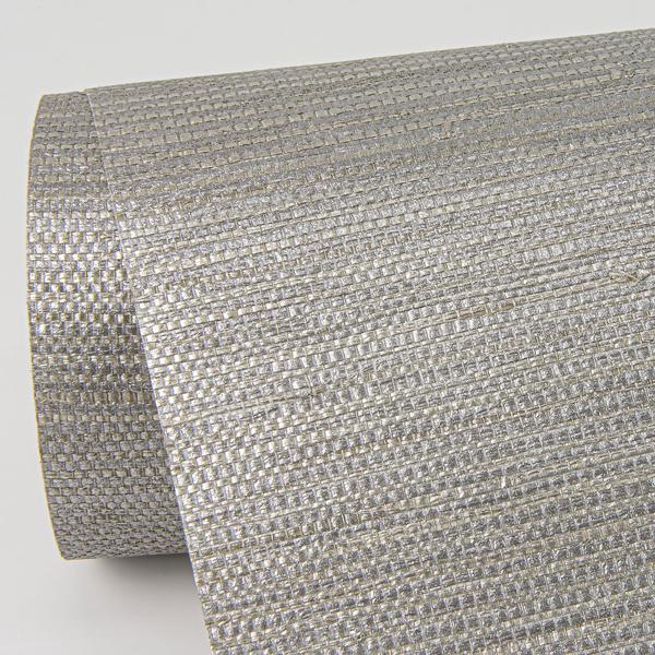 A Street Prints Liaohe Silver Raffia Grasscloth Wallpaper