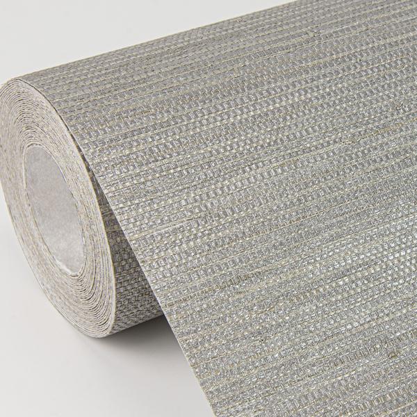 A Street Prints Liaohe Silver Raffia Grasscloth Wallpaper