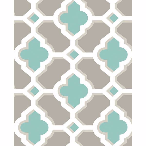 a street prints Lido Turquoise Quatrefoil Wallpaper