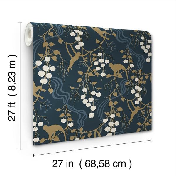 A Street Prints Linden Navy Jungle Canopy Wallpaper