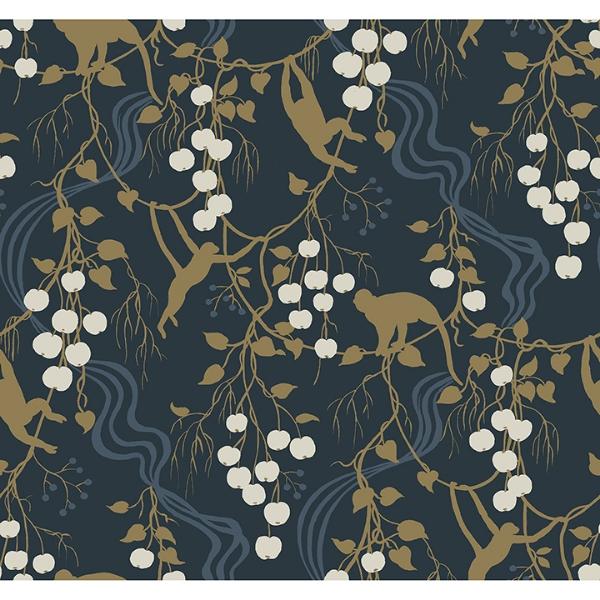 a street prints Linden Navy Jungle Canopy Wallpaper