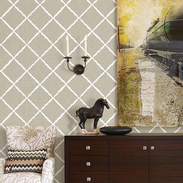 A Street Prints Linen Ikat Trellis Wallpaper By Sarah Richardson