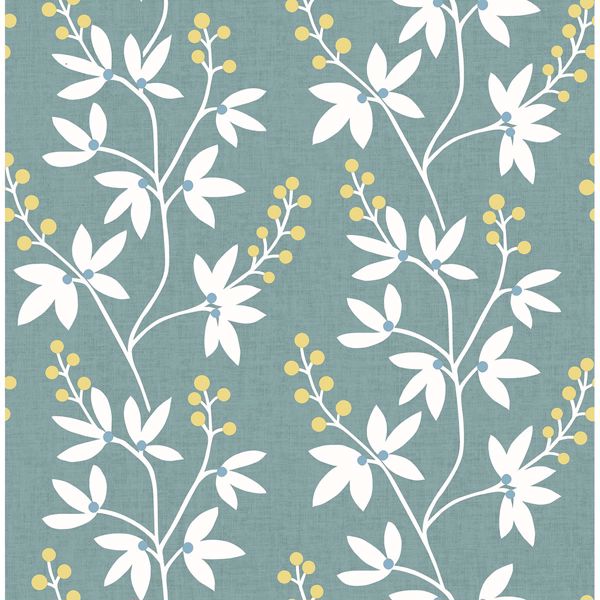 a street prints Linnea Elsa Teal Botanical Trail Wallpaper