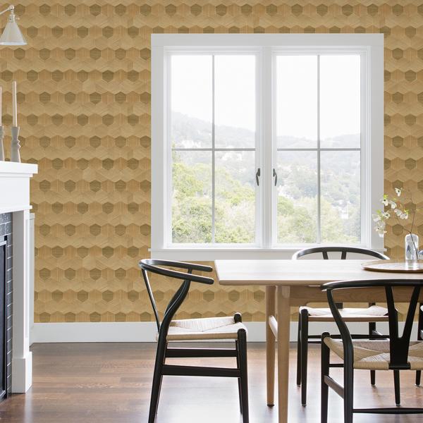 A Street Prints Linzhi Copper Sisal Grasscloth Inlay Wallpaper
