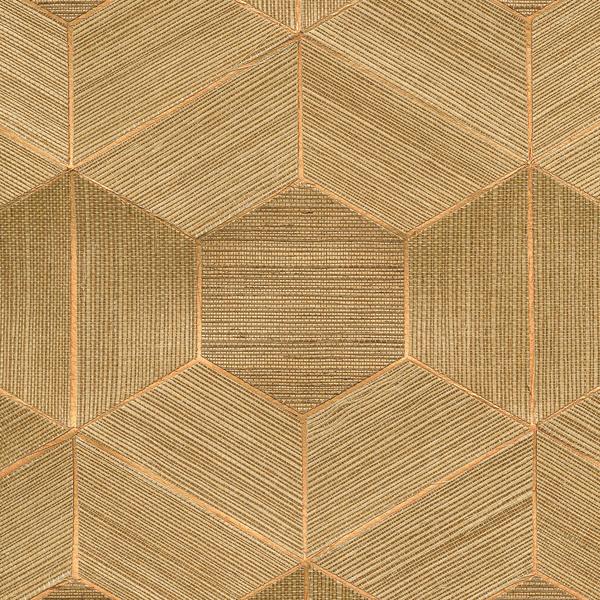 A Street Prints Linzhi Copper Sisal Grasscloth Inlay Wallpaper