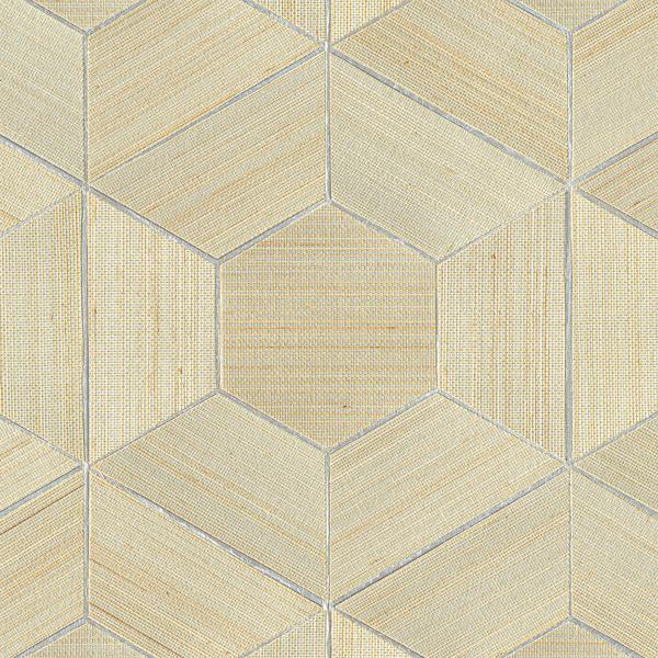 A Street Prints Linzhi Metallic Abaca Grasscloth Inlay Wallpaper