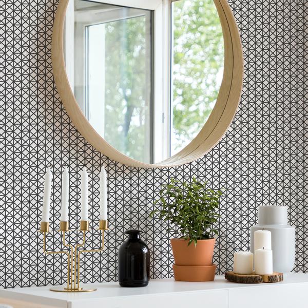 A Street Prints Lisbeth Black Geometric Lattice Wallpaper