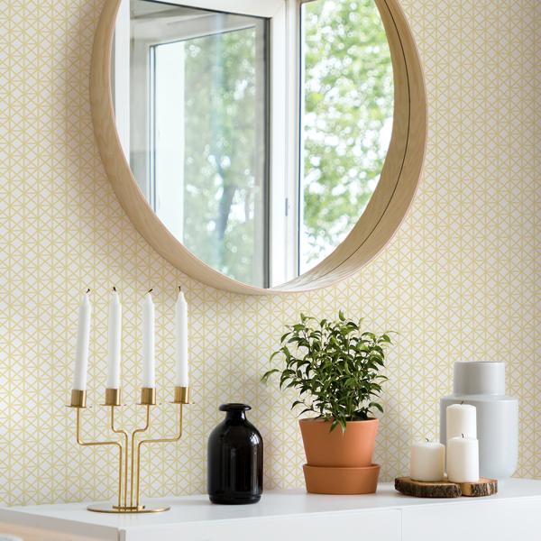 A Street Prints Lisbeth Yellow Geometric Lattice Wallpaper