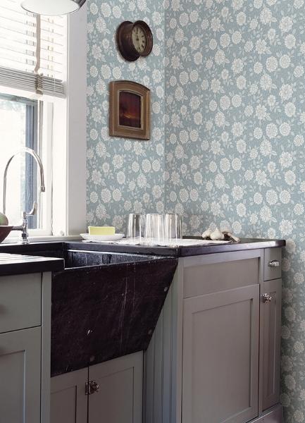 A Street Prints Lizette Light Blue Charming Floral Wallpaper