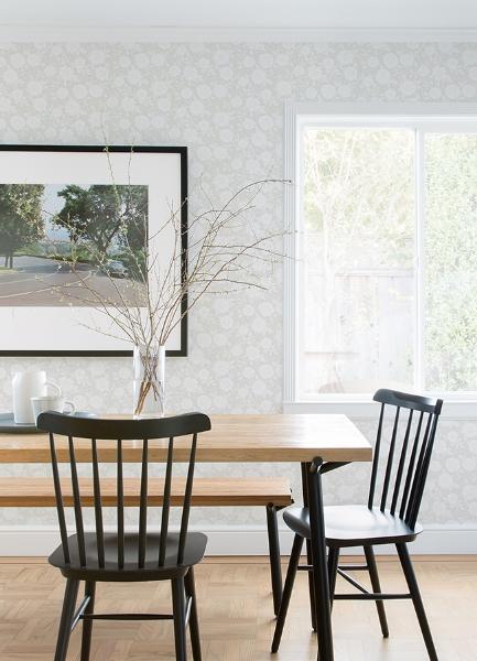 A Street Prints Lizette Light Grey Charming Floral Wallpaper