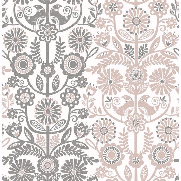 a street prints Lovebirds Light Pink Folk Stripe Wallpaper
