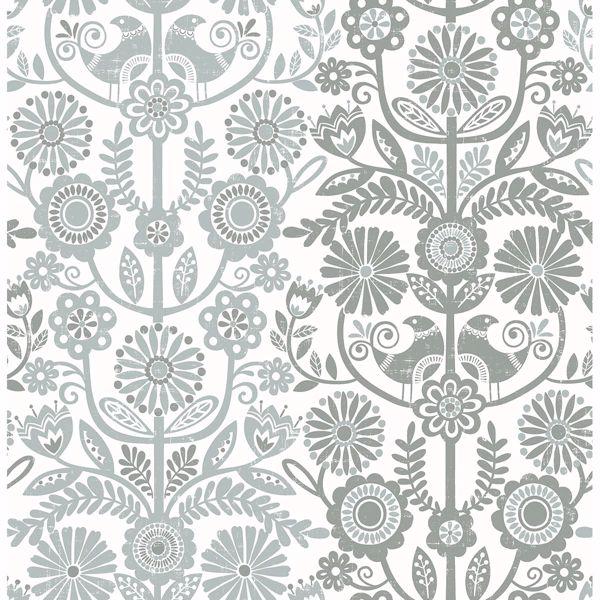 a street prints Lovebirds Slate Folk Stripe Wallpaper