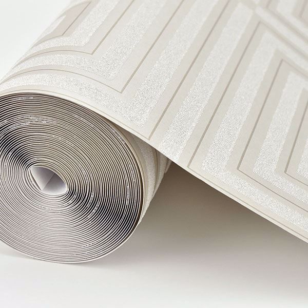 A Street Prints Luminous Platinum Beaded Geometric Wallpaper