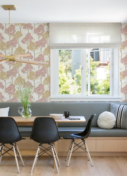 A Street Prints Lykke Coral Textured Tree Wallpaper