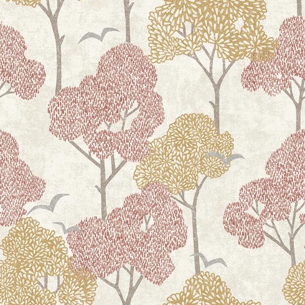 a street prints Lykke Coral Textured Tree Wallpaper