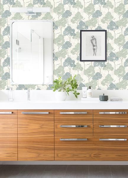 A Street Prints Lykke Green Textured Tree Wallpaper