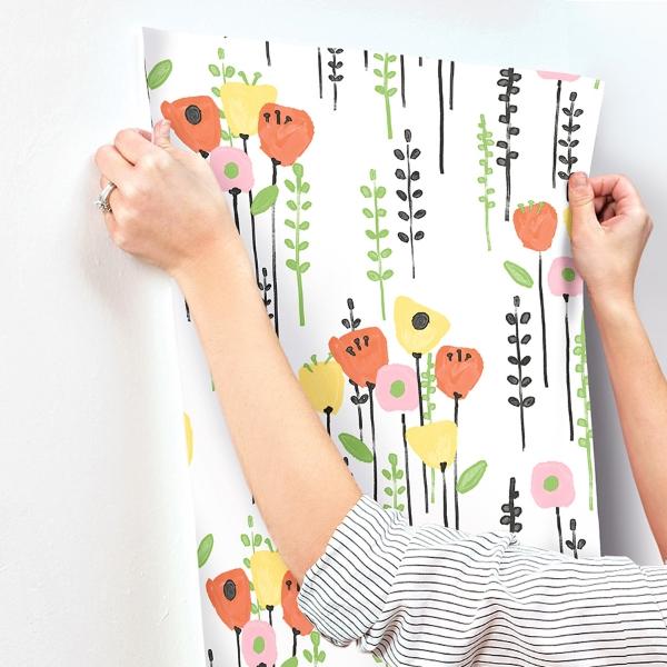 A Street Prints Mabel Yellow Floral Field Wallpaper