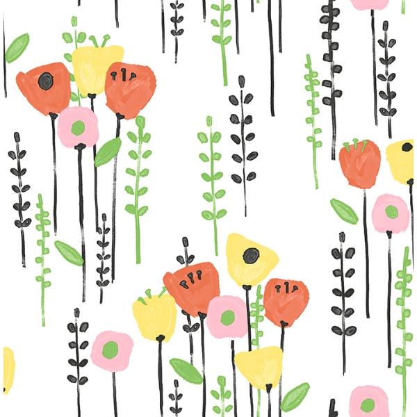a street prints Mabel Yellow Floral Field Wallpaper