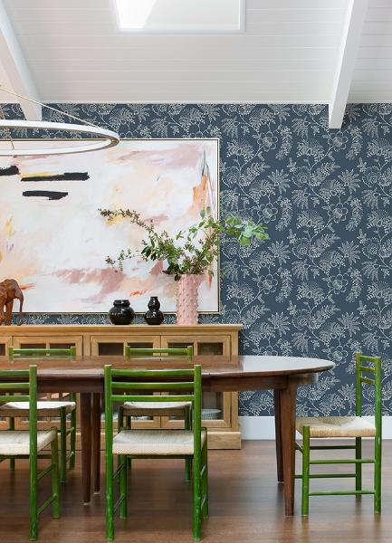 A Street Prints Maeve Dark Blue Jacobean Trail Wallpaper