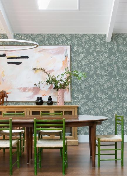 A Street Prints Maeve Sea Green Jacobean Trail Wallpaper