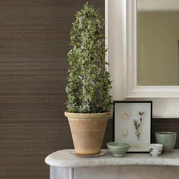 A Street Prints Mai Dark Grey Abaca Grasscloth Wallpaper