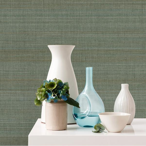 A Street Prints Mai Teal Abaca Grasscloth Wallpaper