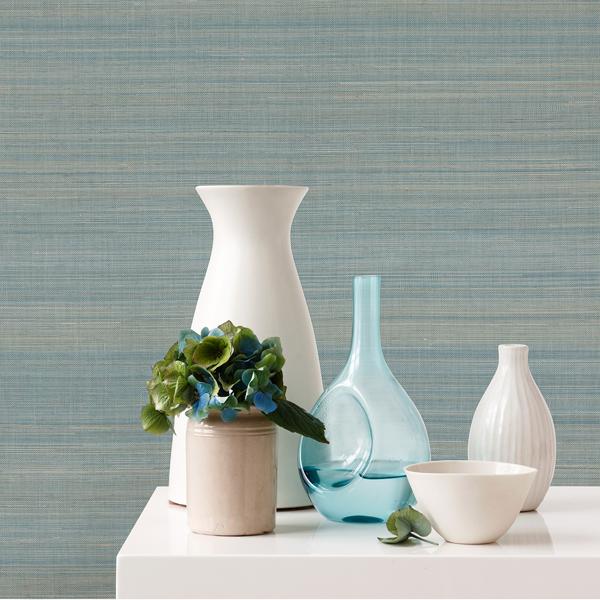 A Street Prints Mai Turquoise Abaca Grasscloth Wallpaper