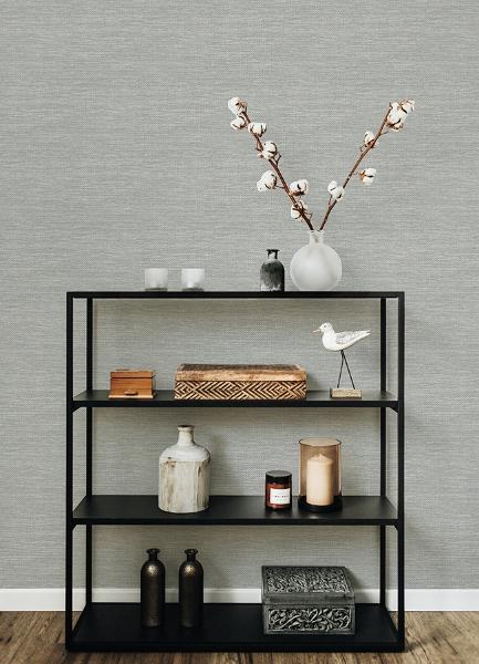 A Street Prints Malin Light Grey Faux Grasscloth Wallpaper