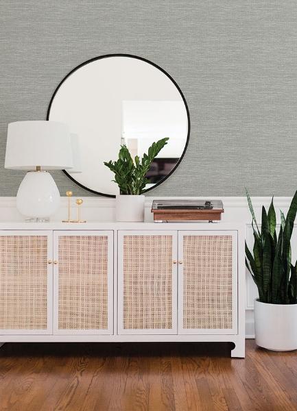 A Street Prints Malin Light Grey Faux Grasscloth Wallpaper