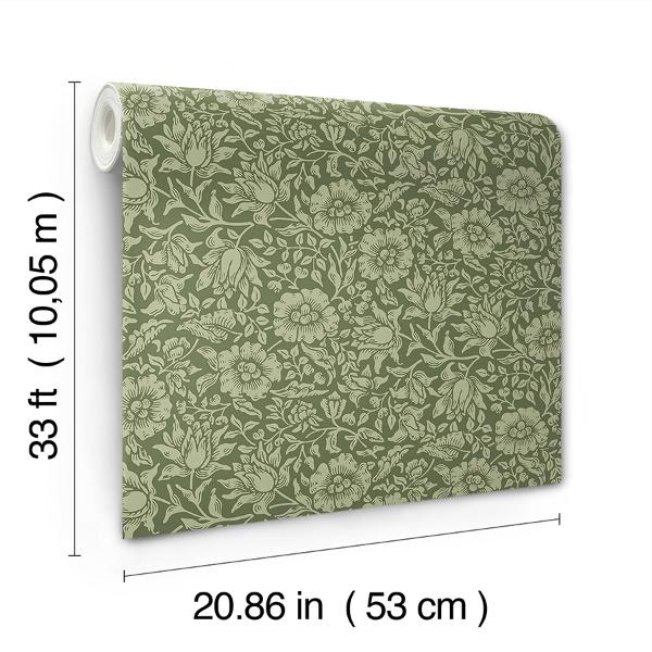 A Street Prints Mallow Dark Green Floral Vine Wallpaper