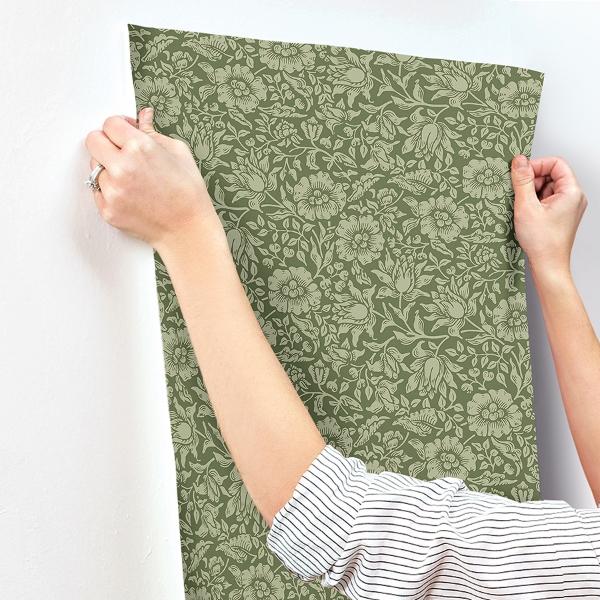 A Street Prints Mallow Dark Green Floral Vine Wallpaper