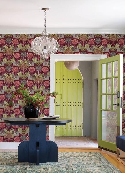 A Street Prints Mandeville Raspberry Tropical Paradise Wallpaper By Scott Living