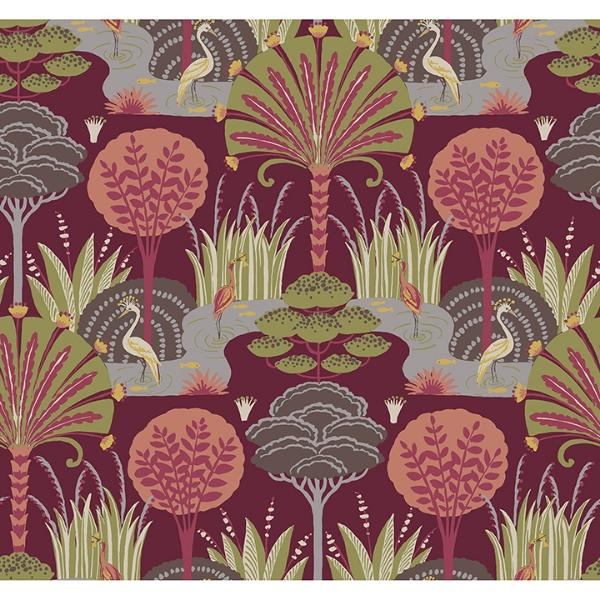 a street prints Mandeville Raspberry Tropical Paradise Wallpaper by Scott Living