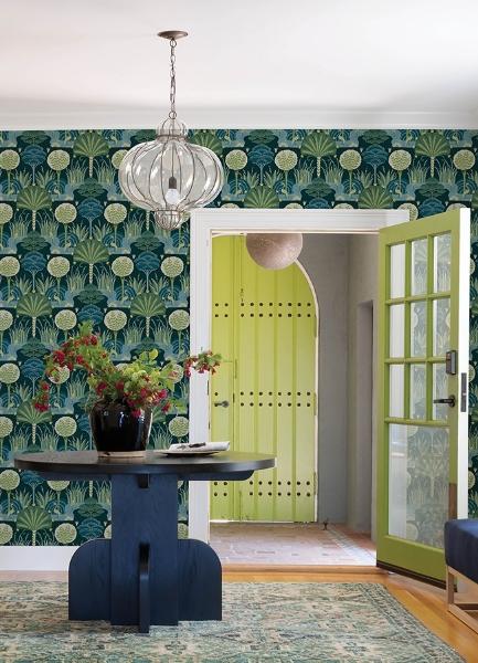 A Street Prints Mandeville Teal Tropical Paradise Wallpaper By Scott Living