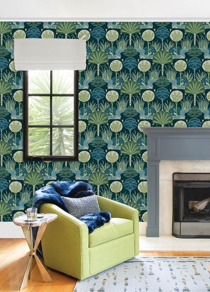 A Street Prints Mandeville Teal Tropical Paradise Wallpaper By Scott Living