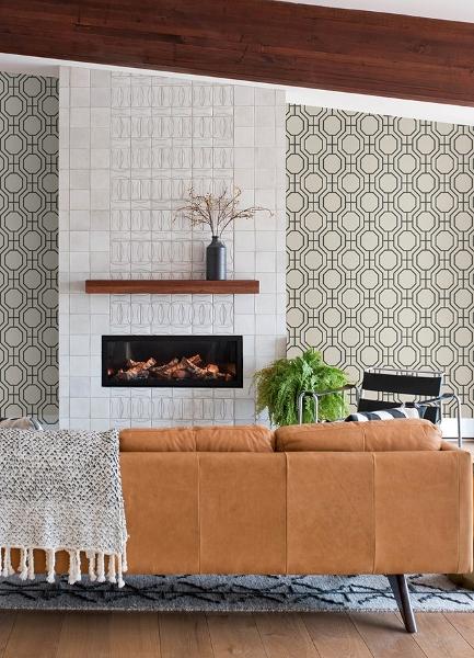 A Street Prints Manor Black Geometric Trellis Wallpaper