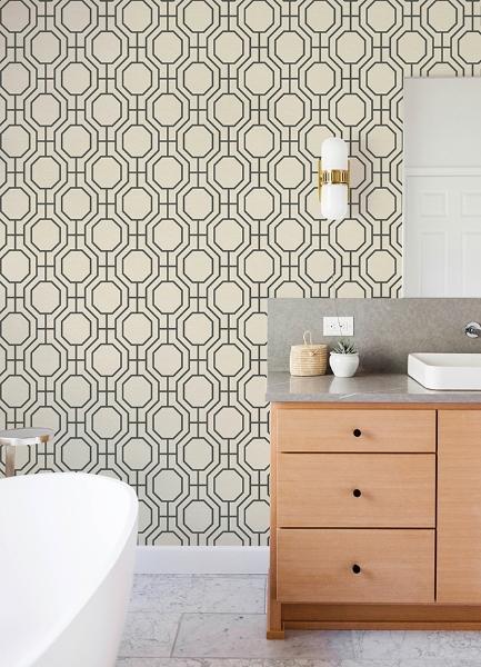 A Street Prints Manor Black Geometric Trellis Wallpaper