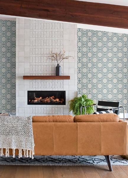 A Street Prints Manor Blue Geometric Trellis Wallpaper