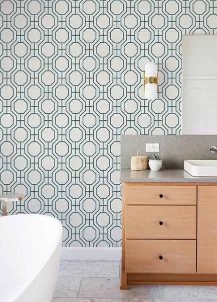 A Street Prints Manor Blue Geometric Trellis Wallpaper