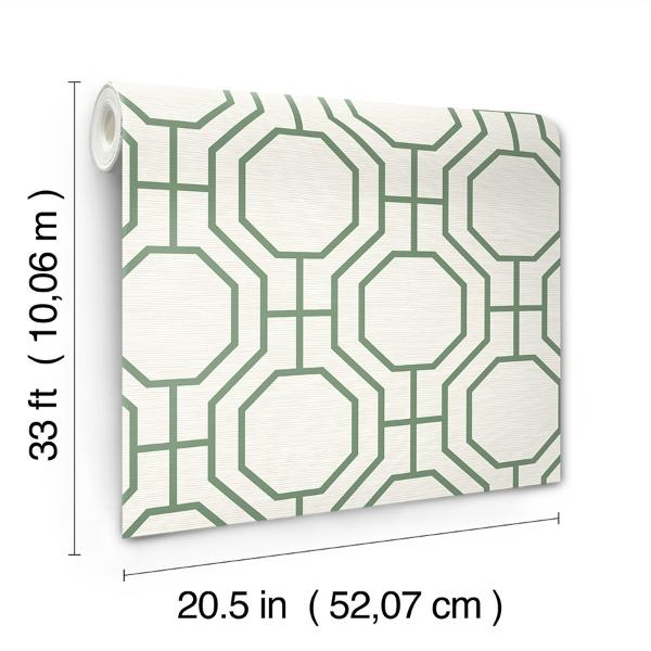 A Street Prints Manor Green Geometric Trellis Wallpaper