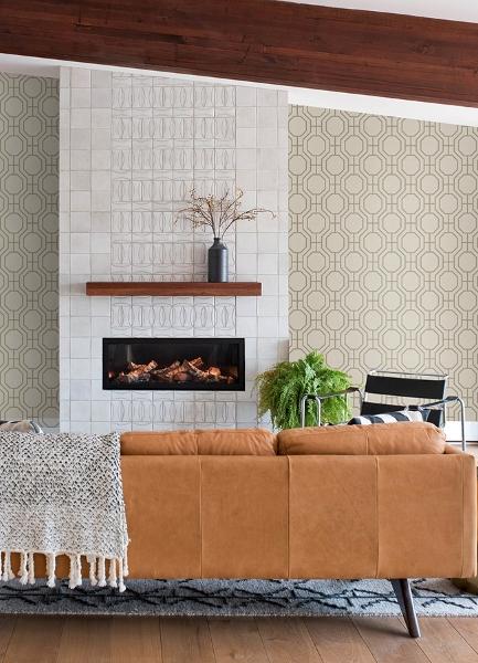 A Street Prints Manor Taupe Geometric Trellis Wallpaper