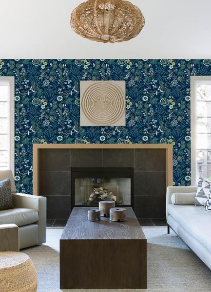 A Street Prints Marilyn Dark Blue Floral Trail Wallpaper By Scott Living