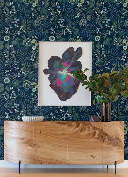 A Street Prints Marilyn Dark Blue Floral Trail Wallpaper By Scott Living