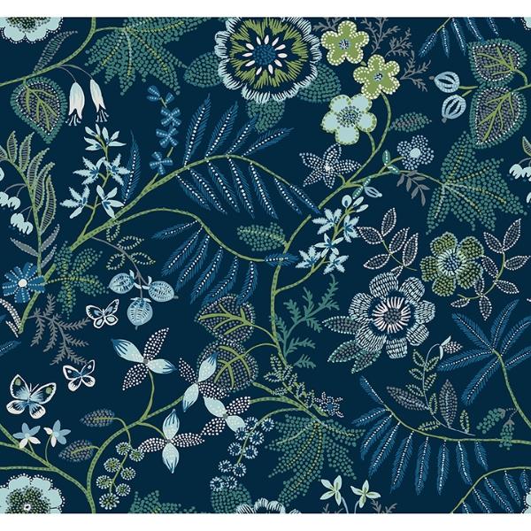 a street prints Marilyn Dark Blue Floral Trail Wallpaper by Scott Living